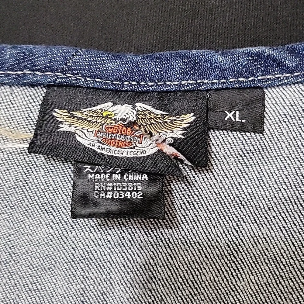 Harley-Davidson Denim Blue Lace-Up Vest - Picture 8 of 9